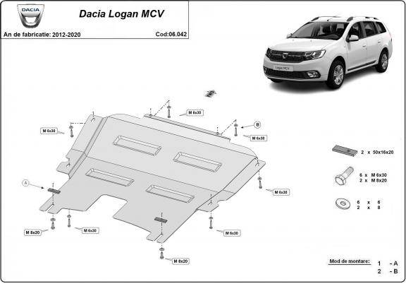 Motor en Versnellingsbak Beschermplaat voor Dacia Logan MCV