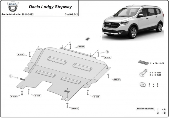 Motor en Versnellingsbak Beschermplaat voor Dacia Lodgy Stepway