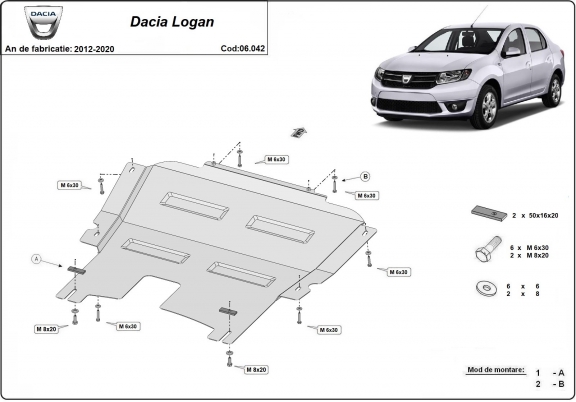 Motor en Versnellingsbak Beschermplaat voor Dacia Logan 2