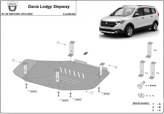 Brandstoftank Beschermplaat voor Dacia Lodgy Stepway