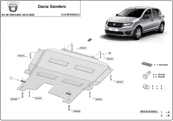 Motor, Versnellingsbak en Radiator Beschermplaat voor DACIA  SANDERO 2