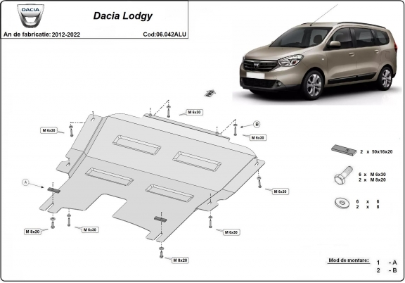 Motor, Versnellingsbak en Radiator Beschermplaat voor DACIA LODGY