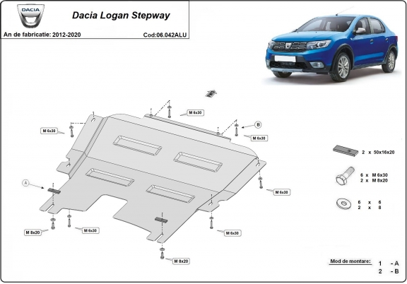 Aluminium Motor, Versnellingsbak en Radiator Beschermplaat voor Dacia Logan Stepway