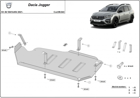 Brandstoftank Beschermplaat voor Dacia Jogger