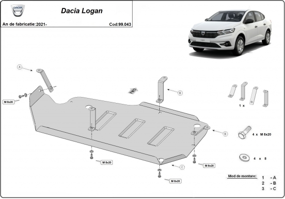 Brandstoftank Beschermplaat voor Dacia Logan