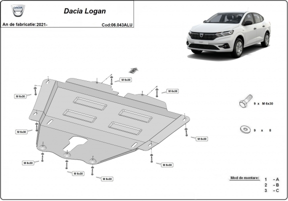 Aluminium Motor, Versnellingsbak en Radiator Beschermplaat voor Dacia Logan