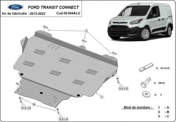 Motor en Versnellingsbak Beschermplaat voor Ford Transit Connect - Aluminium