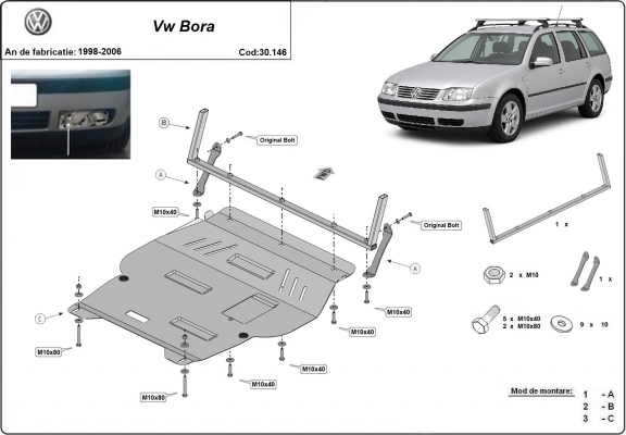Motor en Versnellingsbak Beschermplaat voor VW Bora
