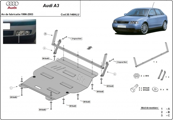 Aluminium Motor Beschermplaat voor Audi A3