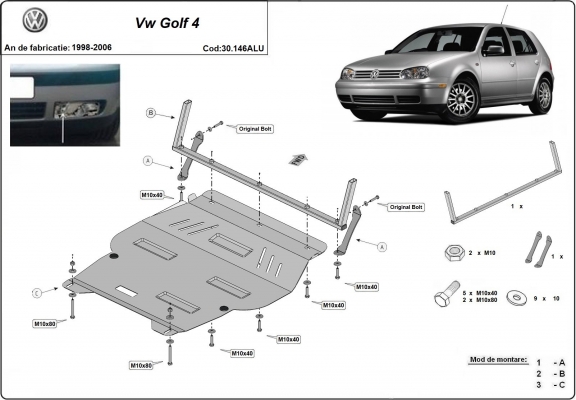 Aluminium Motor Beschermplaat voor Volkswagen Golf