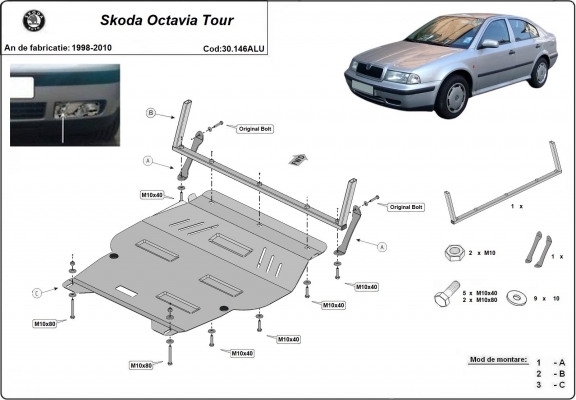 Aluminium Motor Beschermplaat voor Skoda Octavia