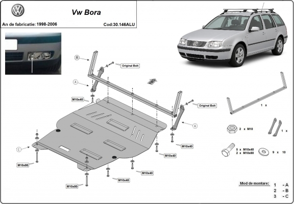 Aluminium Motor Beschermplaat voor Volkswagen Bora