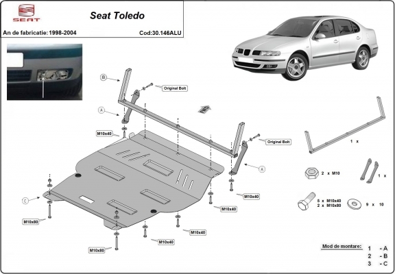 Aluminium Motor Beschermplaat voor Seat Toledo