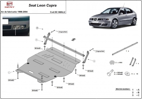Aluminium Motor Beschermplaat voor Seat Leon Cupra
