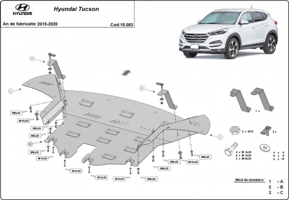 Motor, Versnellingsbak en Radiator Beschermplaat voor Hyundai Tucson