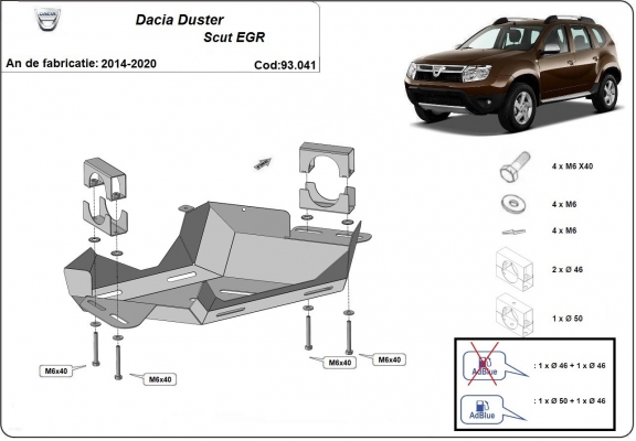 EGR-klep Beschermplaat voor Dacia Duster