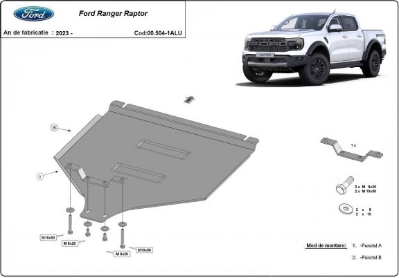 Versnellingsbak aluminium  Beschermplaat voor Ford Ranger Raptor