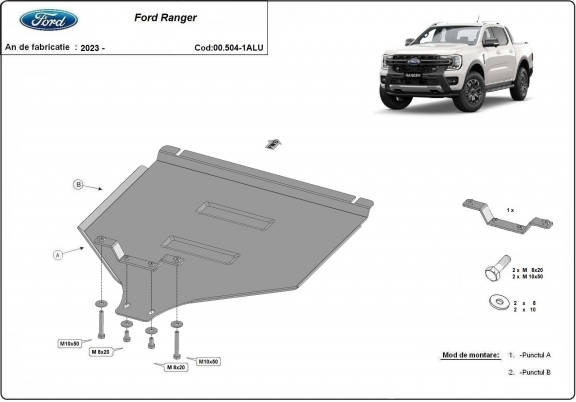 Versnellingsbak aluminium  Beschermplaat voor Ford Ranger