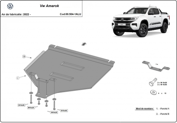Versnellingsbak aluminium  Beschermplaat voor Volkswagen Amarok