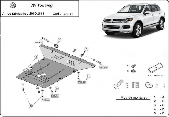 Motor Beschermplaat voor VW Touareg 7P