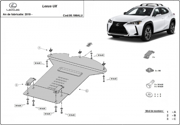 Aluminium katalysatorbeschermer / kat-slot voor Lexus UX