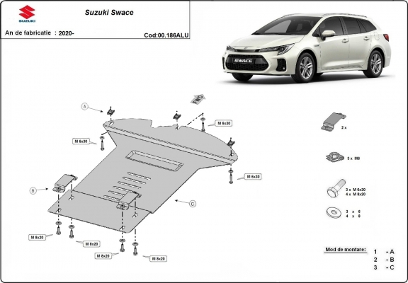Aluminium katalysatorbeschermer / kat-slot voor Suzuki Swace