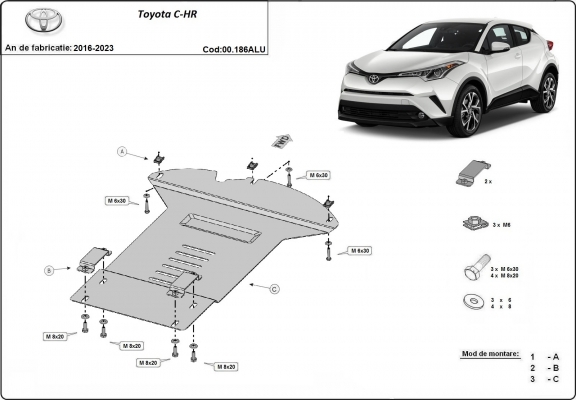Aluminium katalysatorbeschermer / kat-slot voor Toyota C-HR