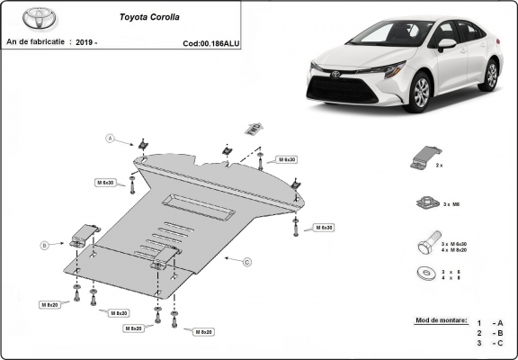 Aluminium katalysatorbeschermer / kat-slot voor Toyota Corolla