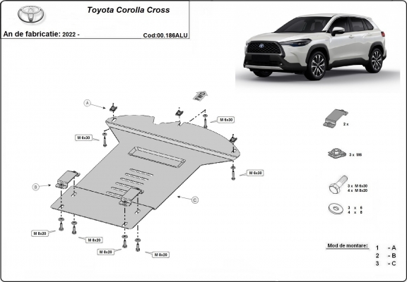 Aluminium katalysatorbeschermer / kat-slot voor Toyota Corolla Cross