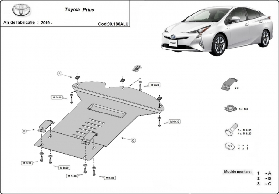 Aluminium katalysatorbeschermer / kat-slot voor Toyota Prius