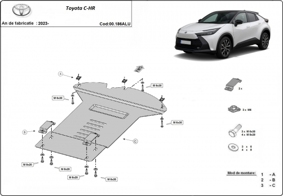 Aluminium katalysatorbeschermer / kat-slot voor Toyota C-HR