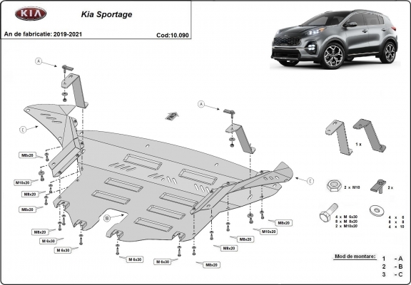 Motor, Versnellingsbak en Radiator Beschermplaat voor Kia Sportage
