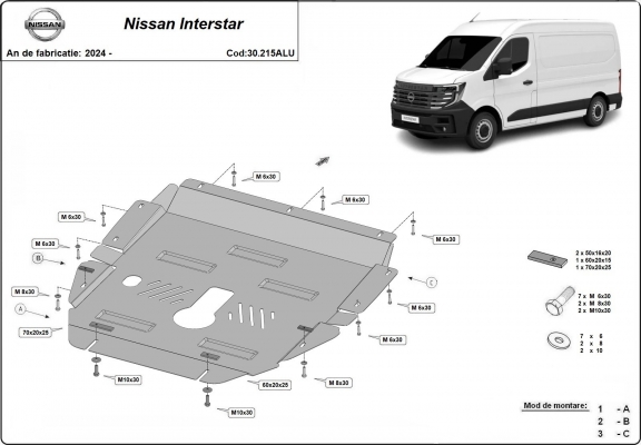 Motor en Versnellingsbak Beschermplaat voor Nissan Interstar - Aluminium