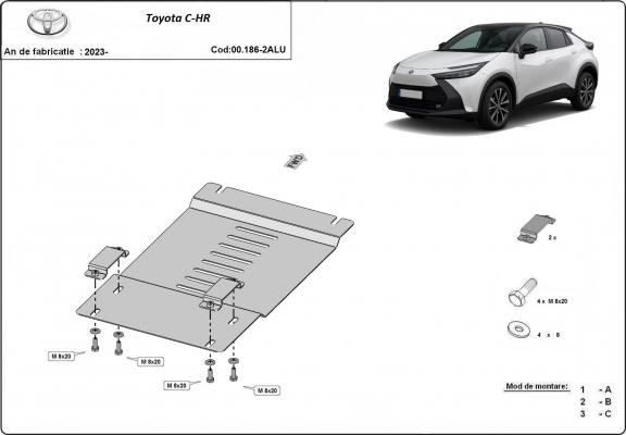 Aluminium katalysatorbeschermer / kat-slot voor Toyota C-HR