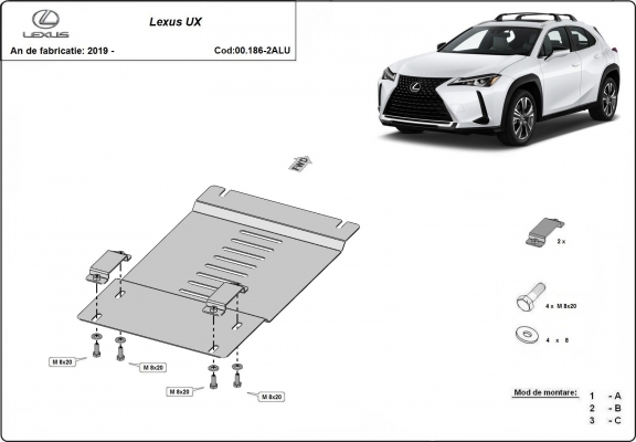 Aluminium katalysatorbeschermer / kat-slot voor Lexus UX