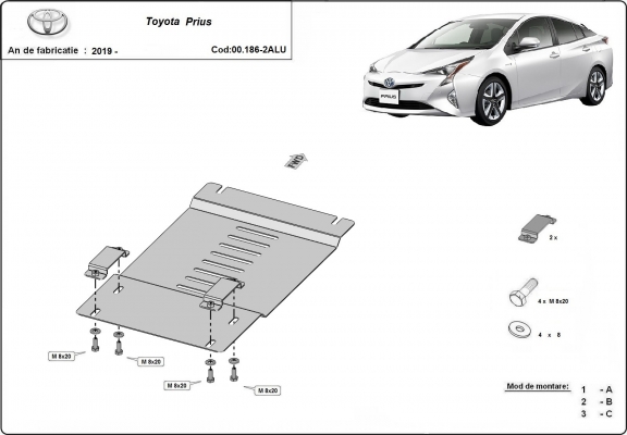 Aluminium katalysatorbeschermer / kat-slot voor Toyota Prius