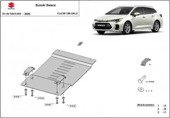 Aluminium katalysatorbeschermer / kat-slot voor Suzuki Swace