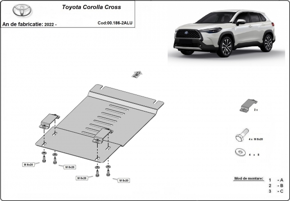 Aluminium katalysatorbeschermer / kat-slot voor Toyota Corolla Cross