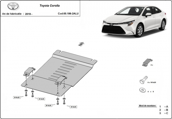 Aluminium katalysatorbeschermer / kat-slot voor Toyota Corolla