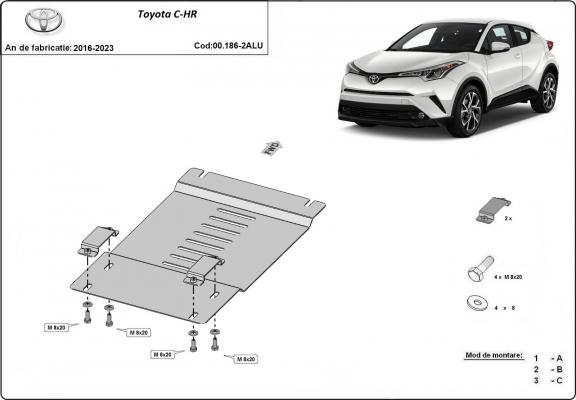 Aluminium katalysatorbeschermer / kat-slot voor Toyota C-HR