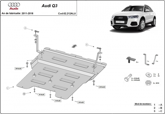 Aluminium Motor Beschermplaat voor Audi Q3