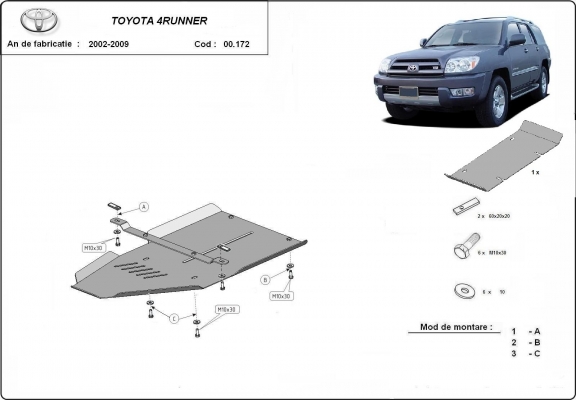 Versnellingsbak Beschermplaat voor Toyota 4Runner