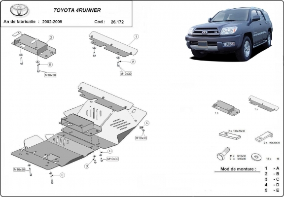 Motor en Radiator Beschermplaat voor Toyota 4Runner