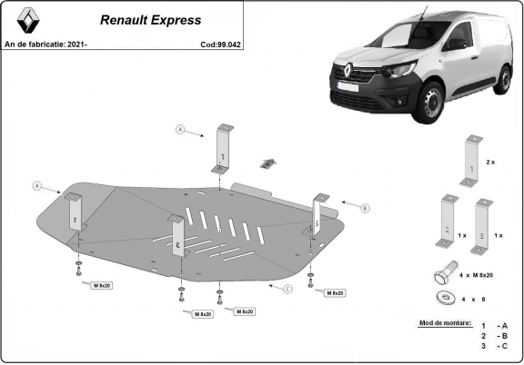 Brandstoftank Beschermplaat voor Renault Express