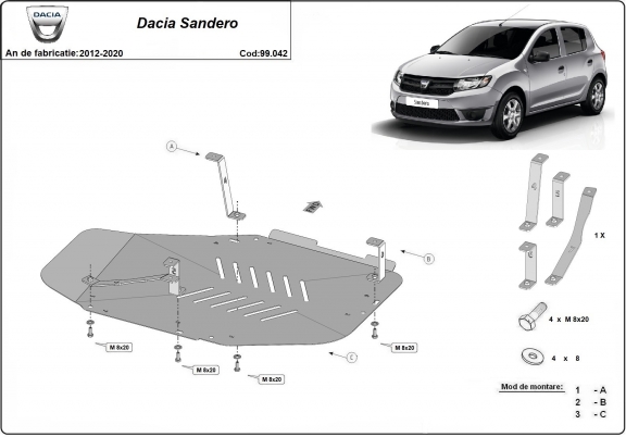 Brandstoftank Beschermplaat voor Dacia Sandero