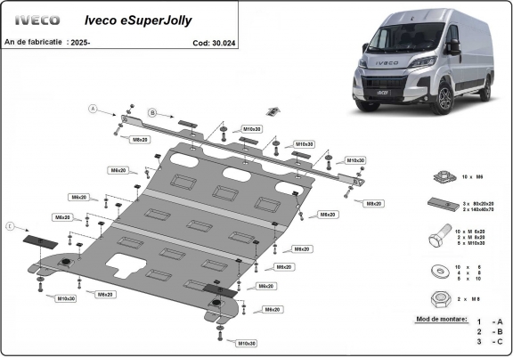 Motor, Versnellingsbak en Radiator Beschermplaat voor Iveco eSuperJolly
