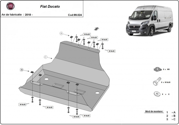 Brandstoftank Beschermplaat voor Fiat Ducato