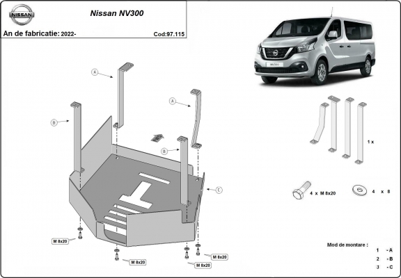 Katalysator/cat lock Beschermplaat voor Nissan NV300