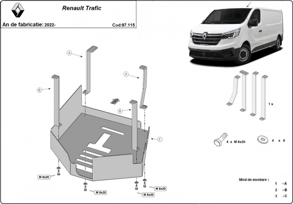 Katalysator/cat lock Beschermplaat voor Renault Trafic