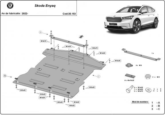 Motor, Versnellingsbak en Radiator Beschermplaat voor Skoda Enyaq